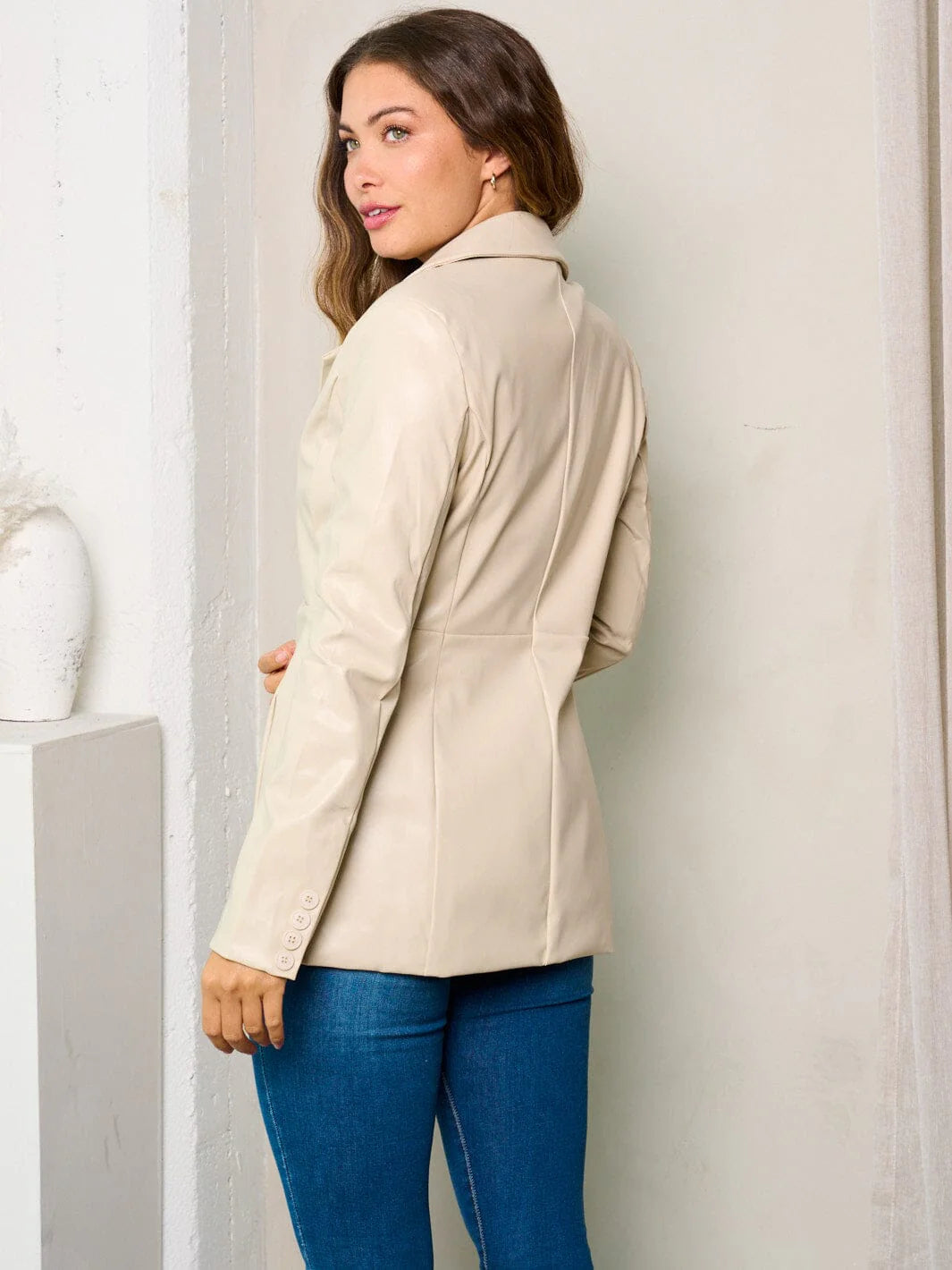 Beige Pleather Jacket