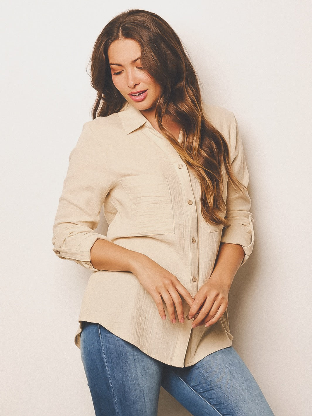 Long Sleeve Button Up Top