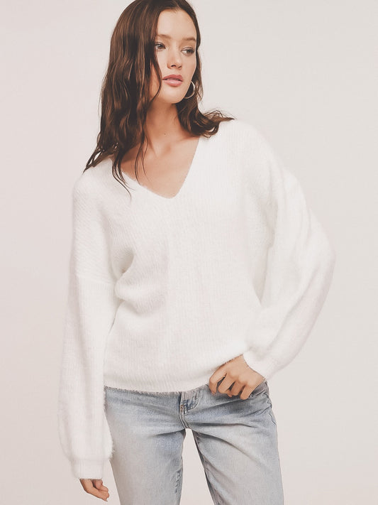Long Sleeve Pullover Fuzzy Sweater