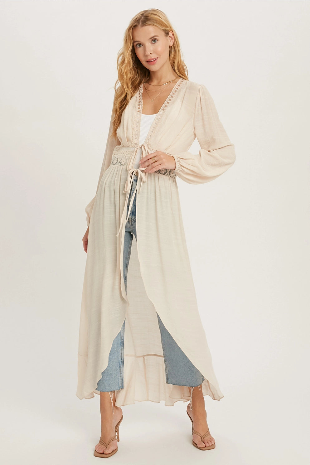 Lace Trim Maxi Duster