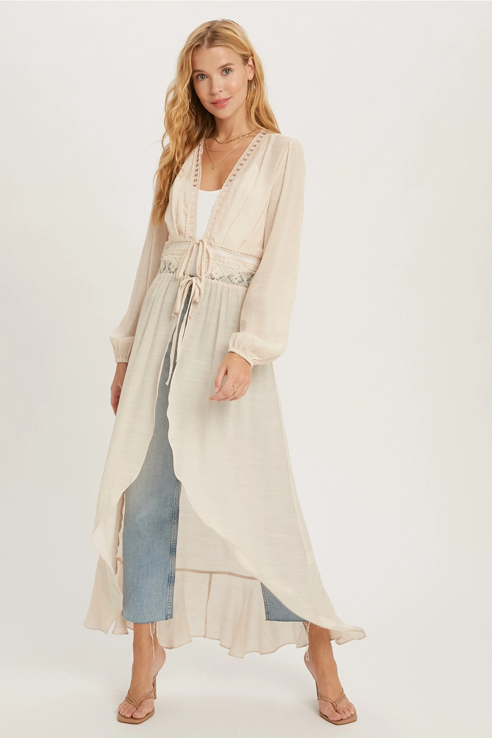 Lace Trim Maxi Duster