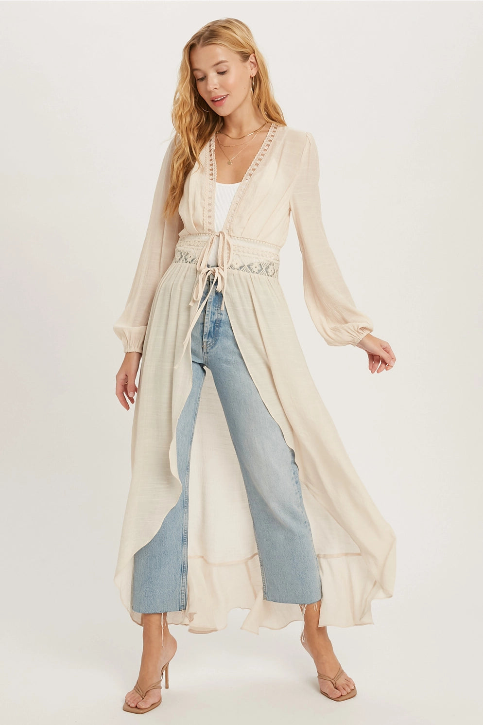 Lace Trim Maxi Duster