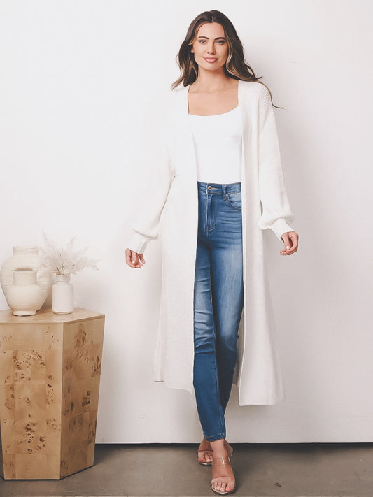 Long Sleeve Open Front Knitted Cardigan