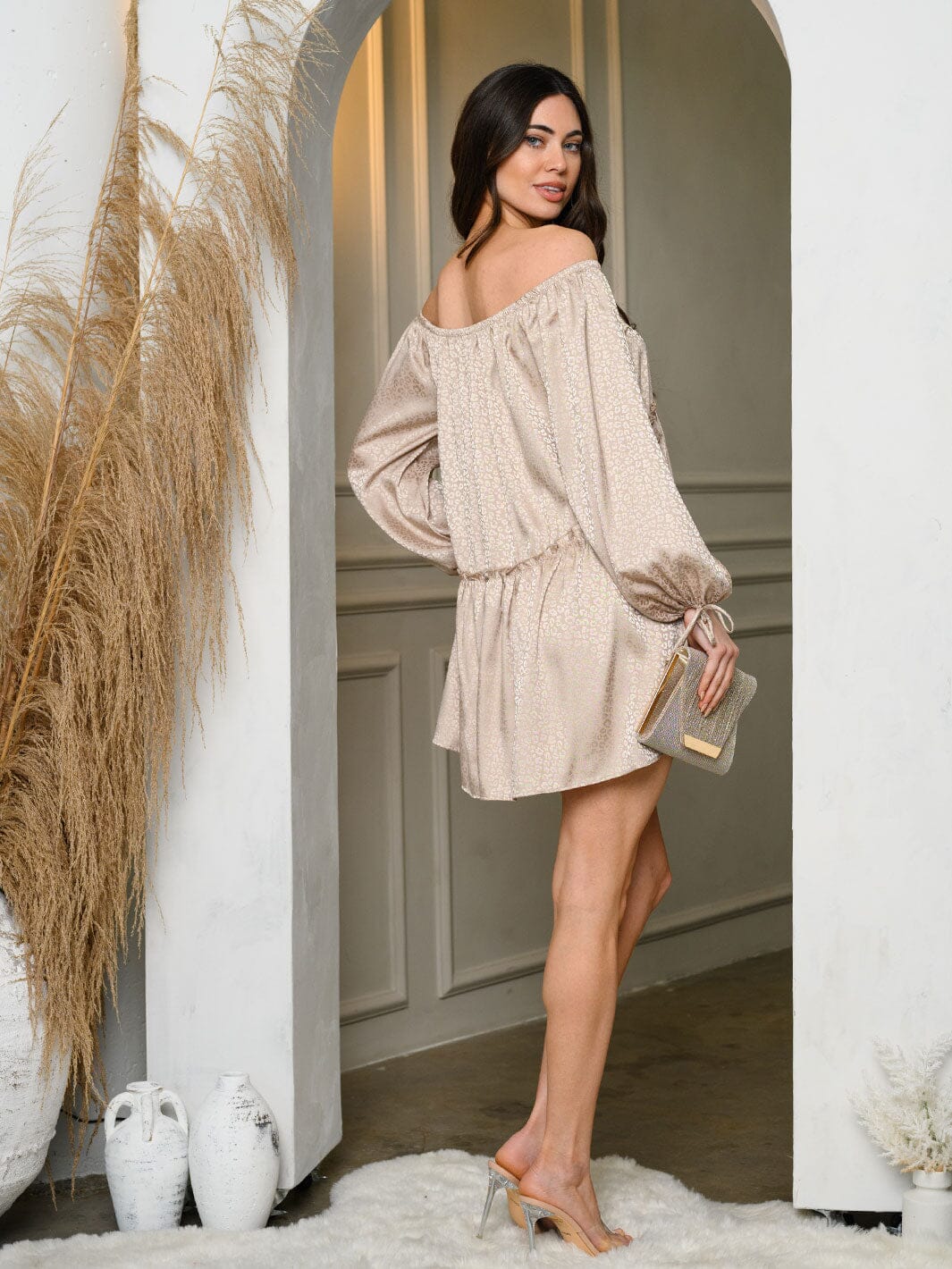 Off Shoulder Animal Print Dress