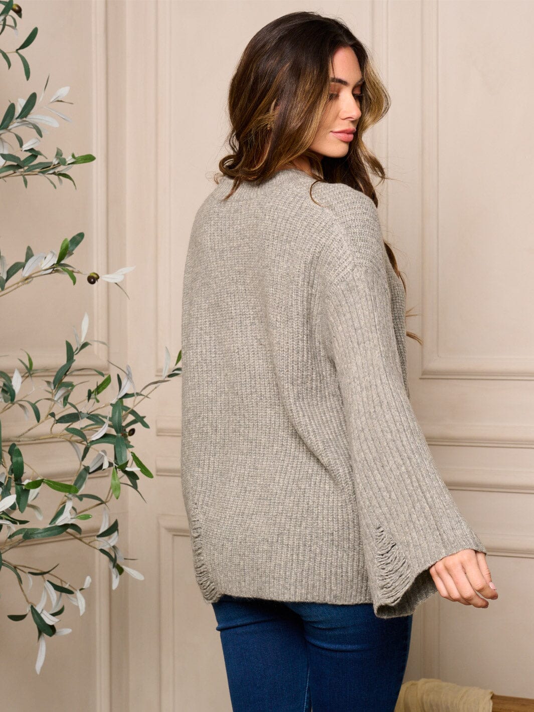 Distressed Bell Sleeve Sweater