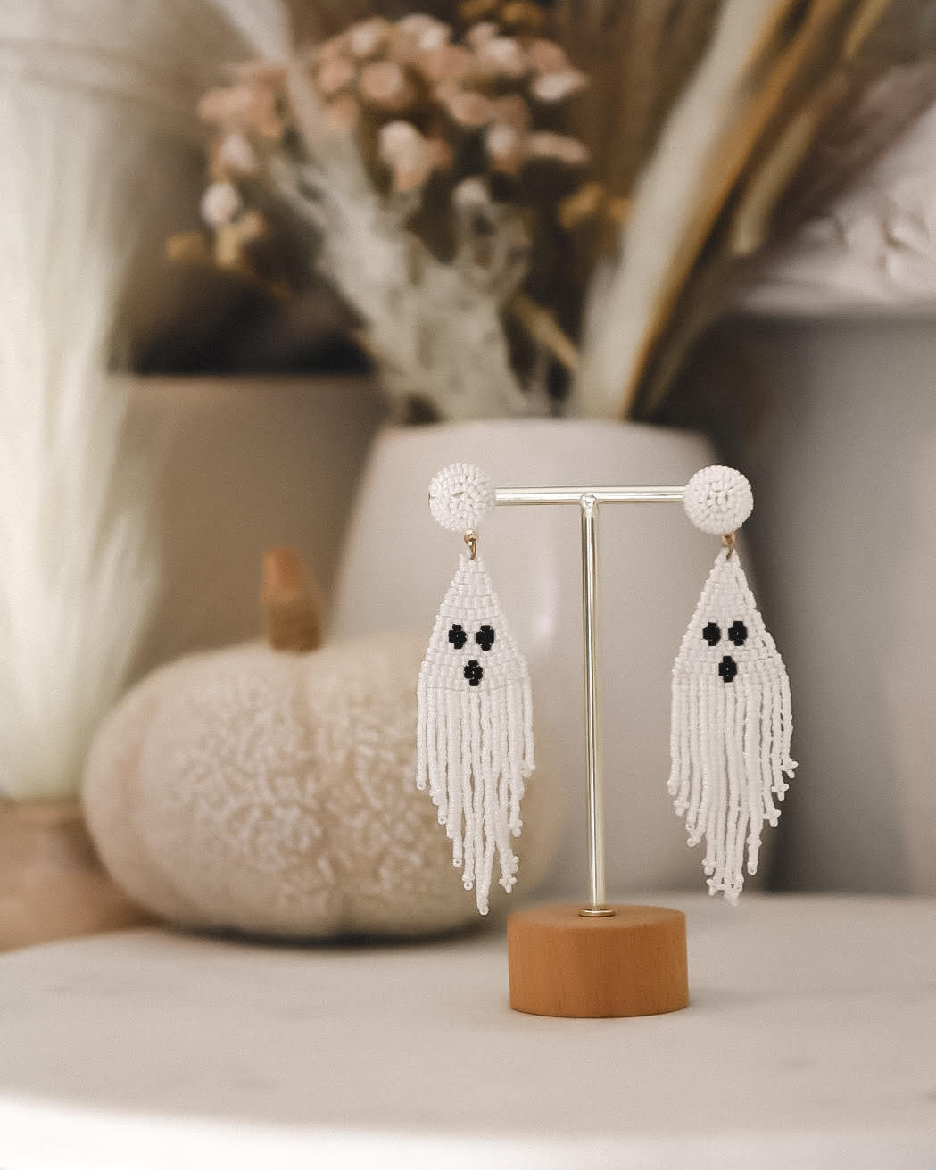Ghost Seed Bead Earrings