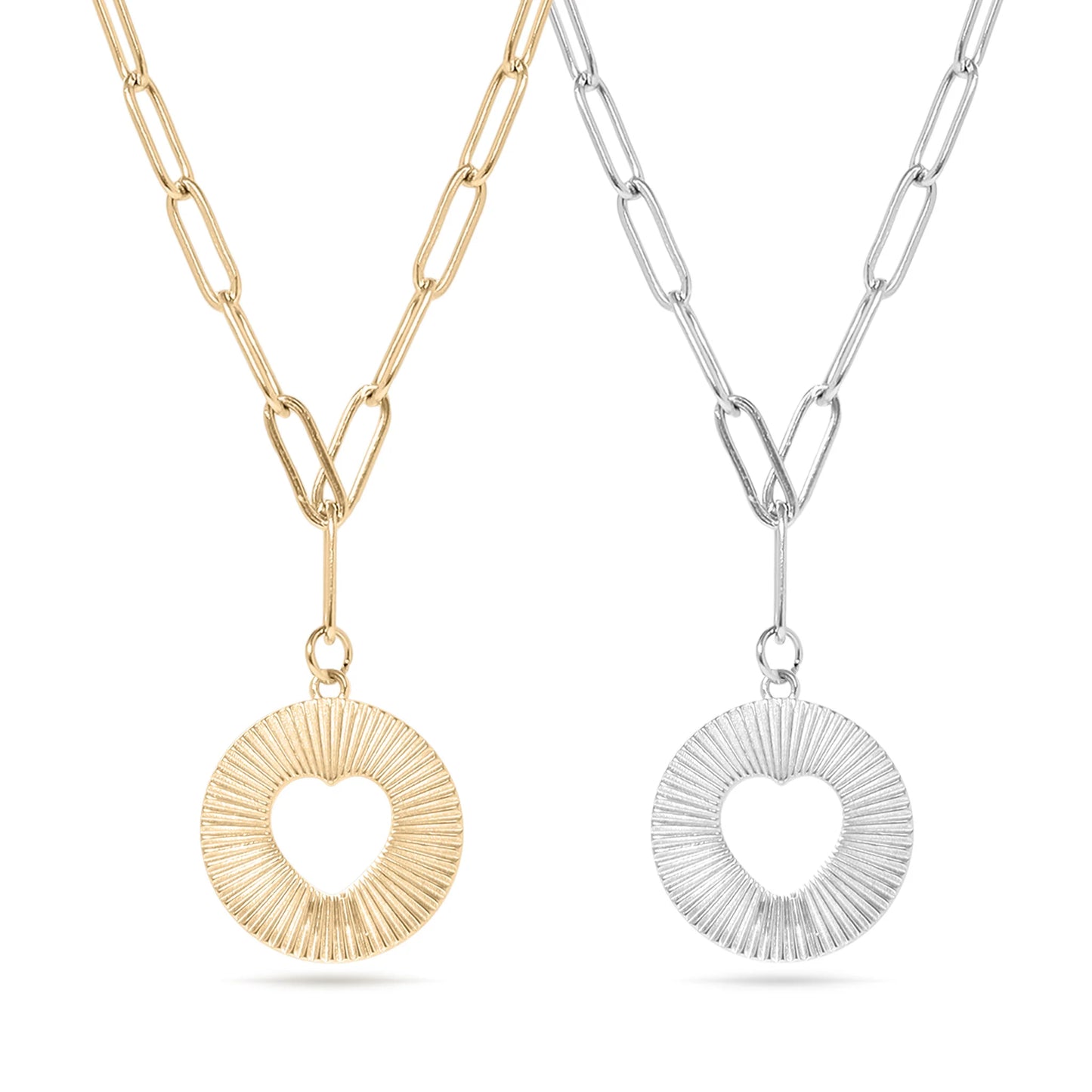Sunburst Heart Paperclip Necklace
