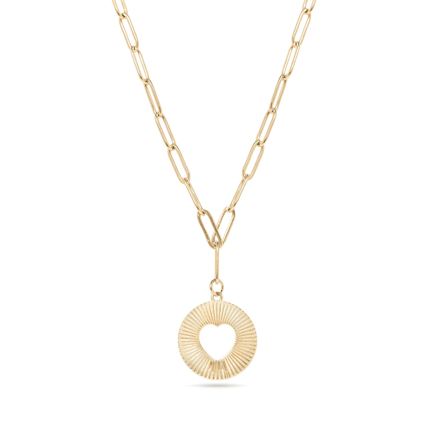 Sunburst Heart Paperclip Necklace