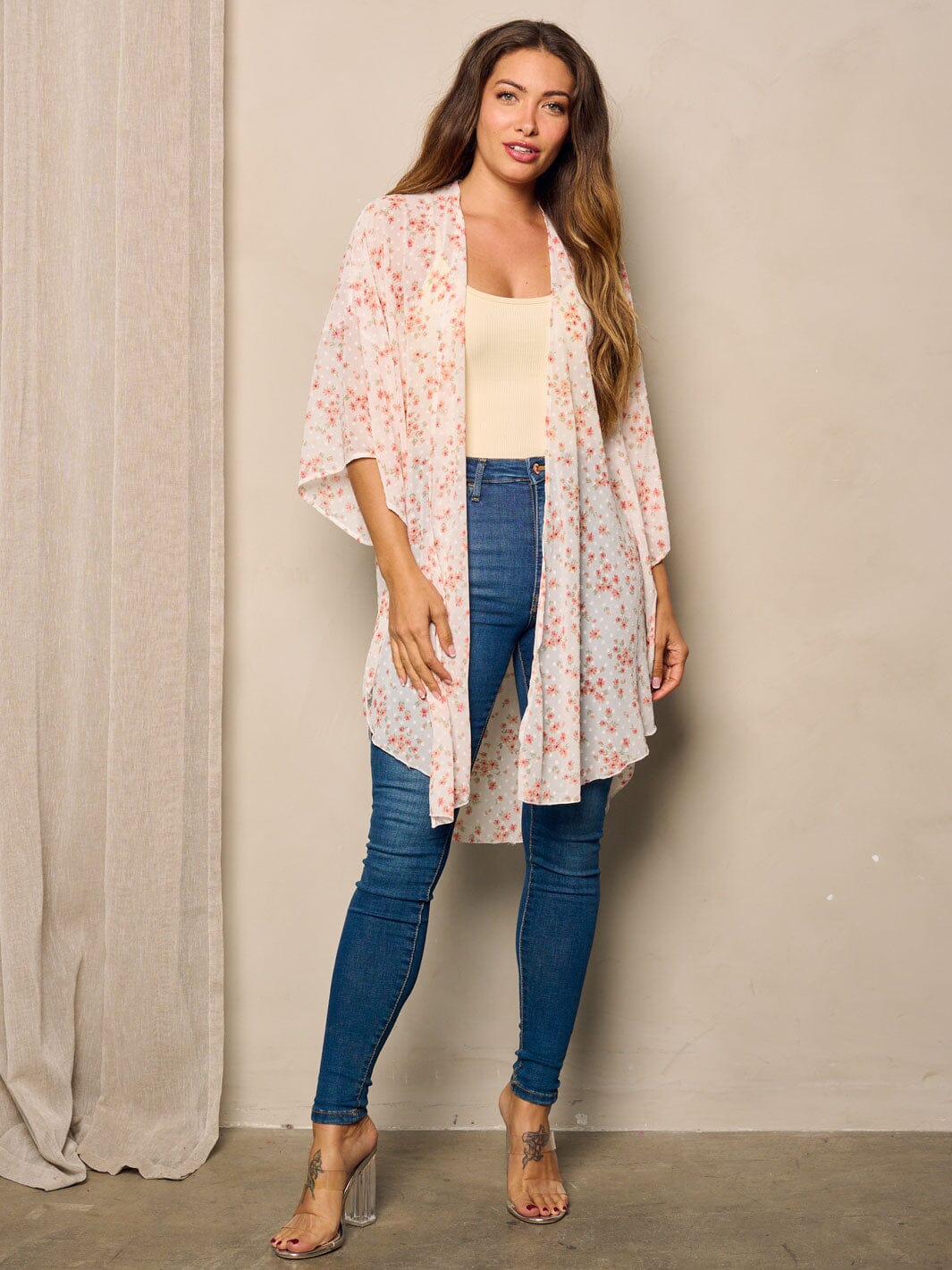 Swiss Dot Floral Kimono