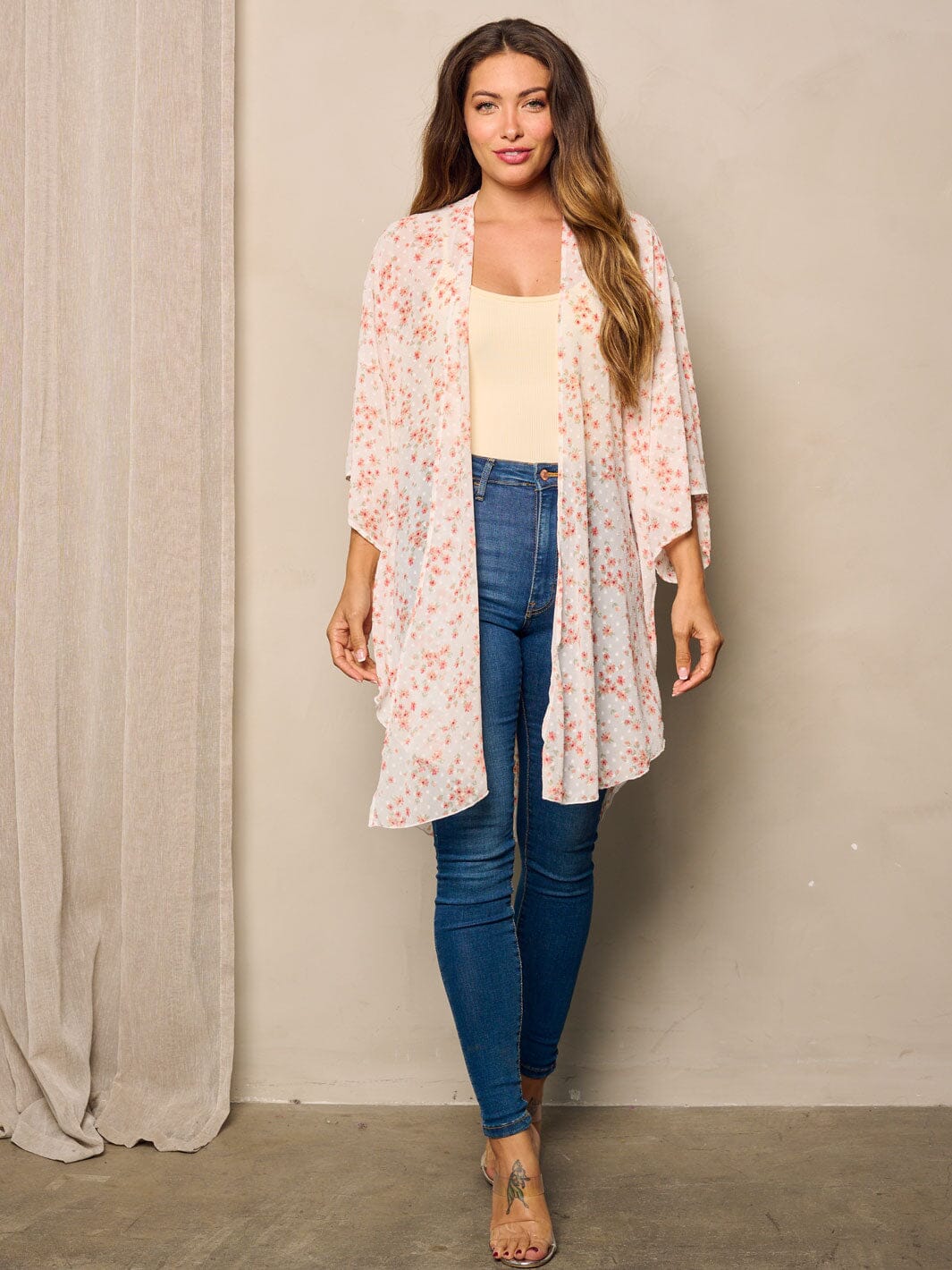 Swiss Dot Floral Kimono