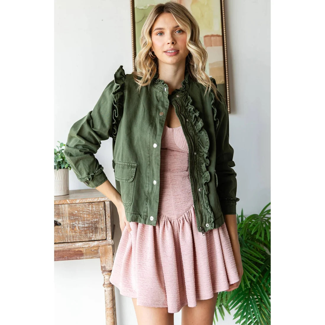 Ruffle Denim Jacket