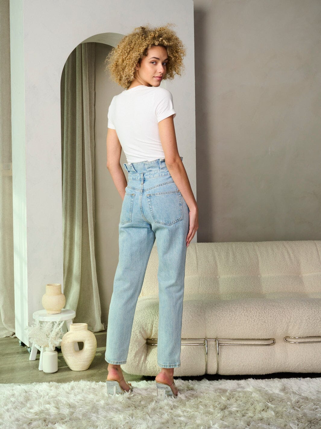 Ruffle High Waist Jeans