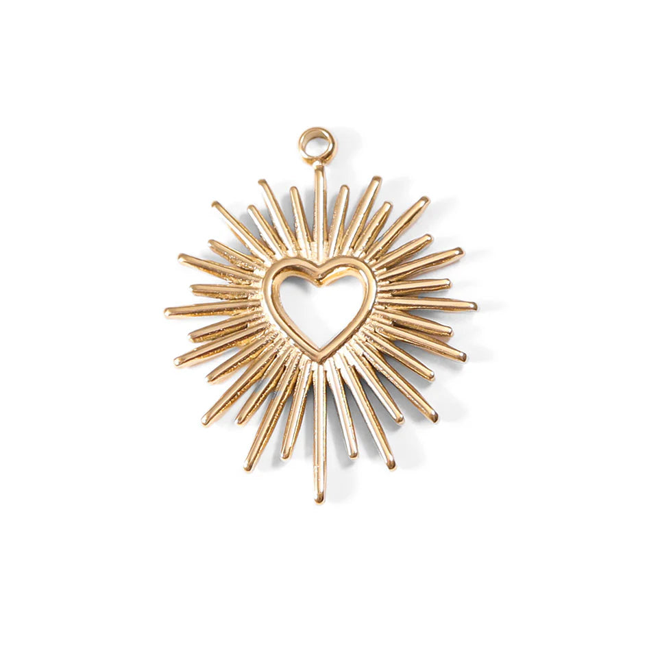 Sunburst Heart Charm
