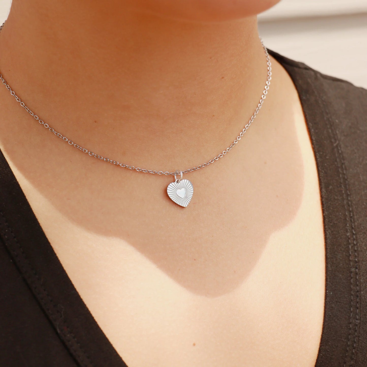 Solid Sunburst Heart Charm