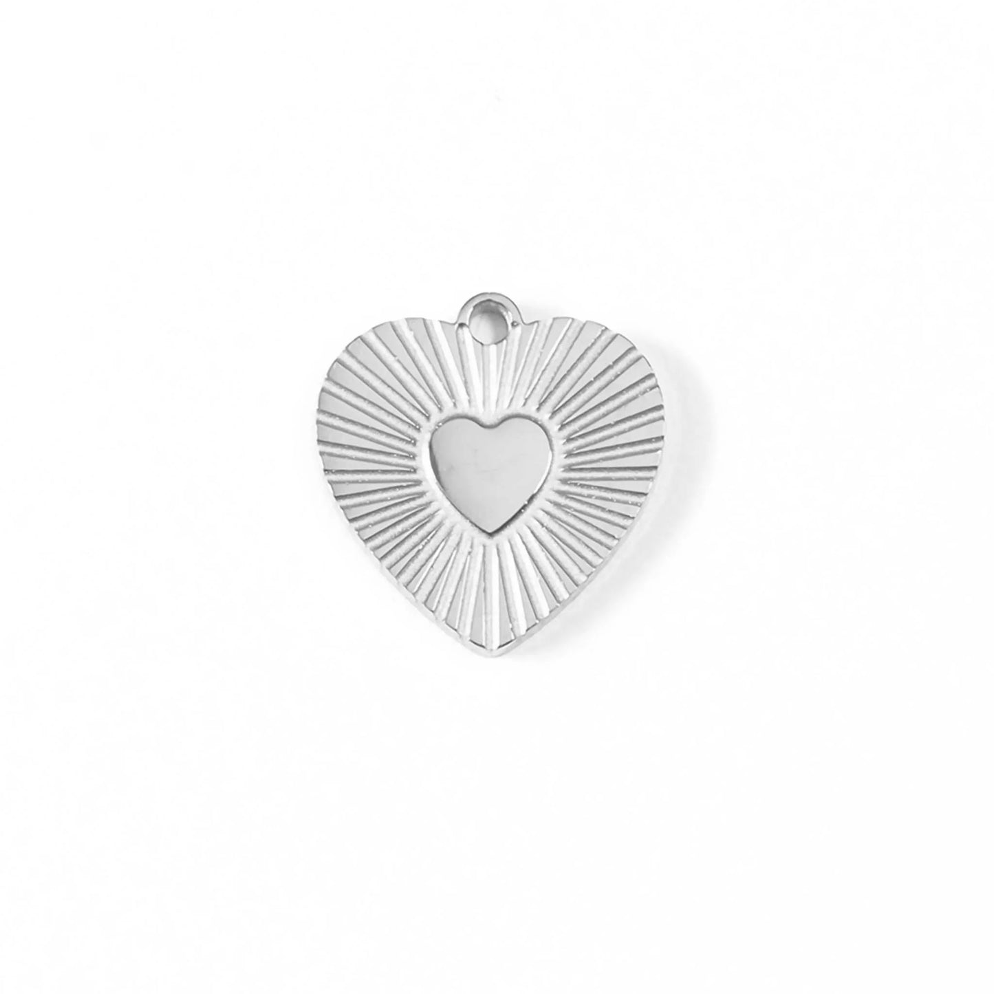 Solid Sunburst Heart Charm
