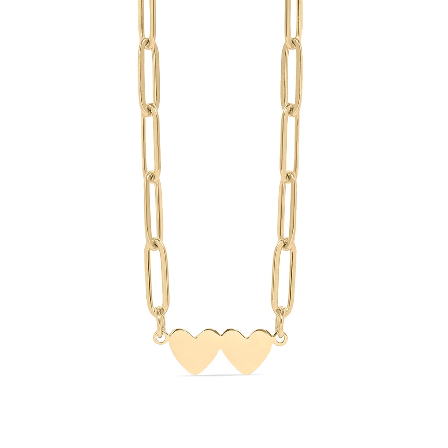 2 Hearts Paperclip Necklace