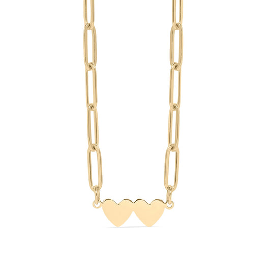 2 Hearts Paperclip Necklace