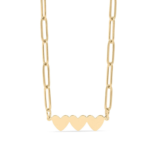 3 Hearts Paperclip Necklace