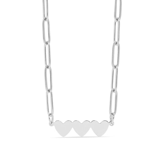 3 Hearts Paperclip Necklace