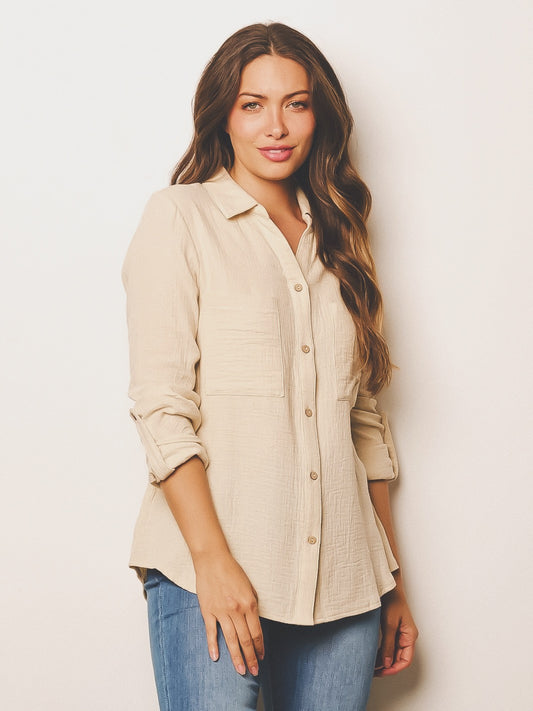 Long Sleeve Button Up Top