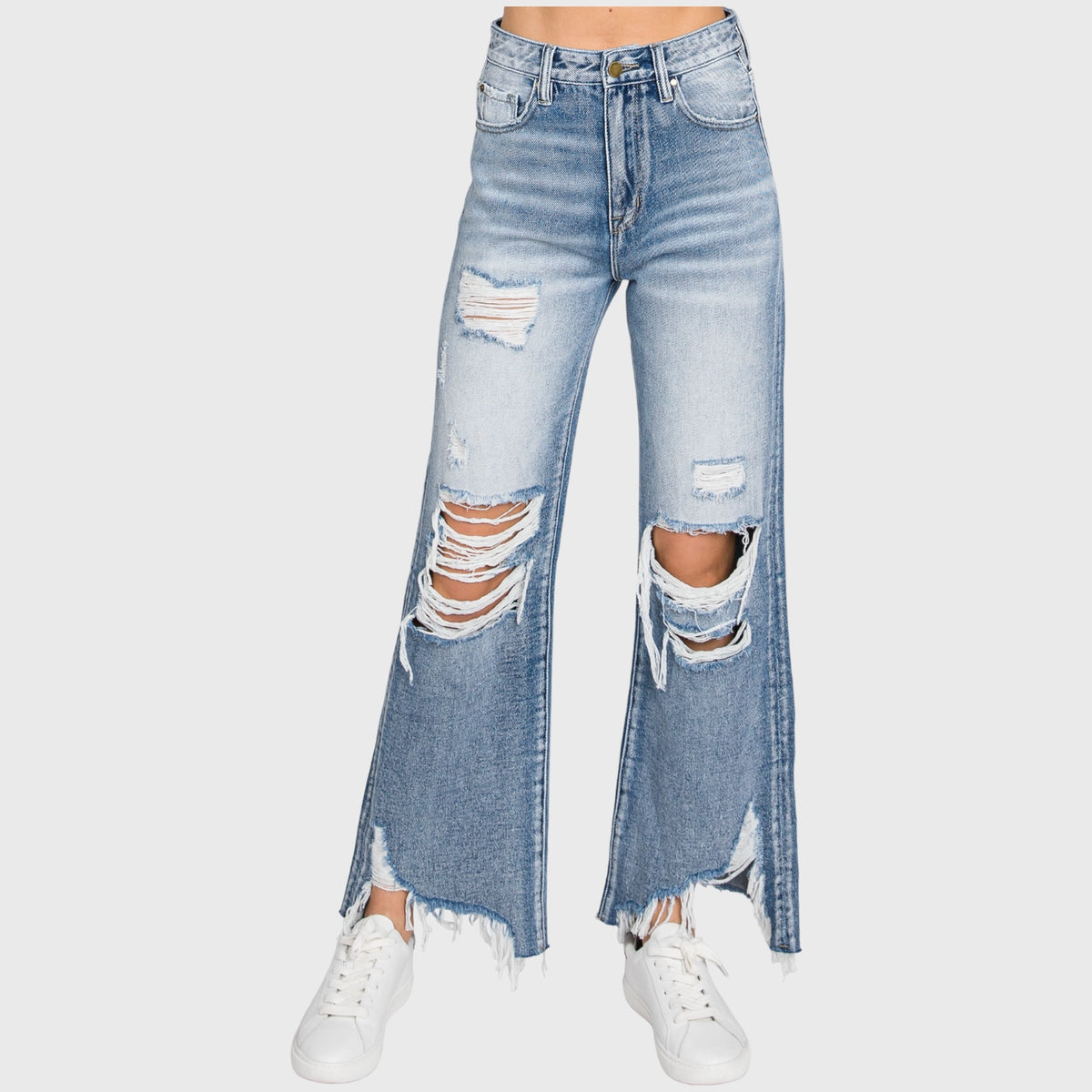 High Waisted Vintage Distressed Jeans