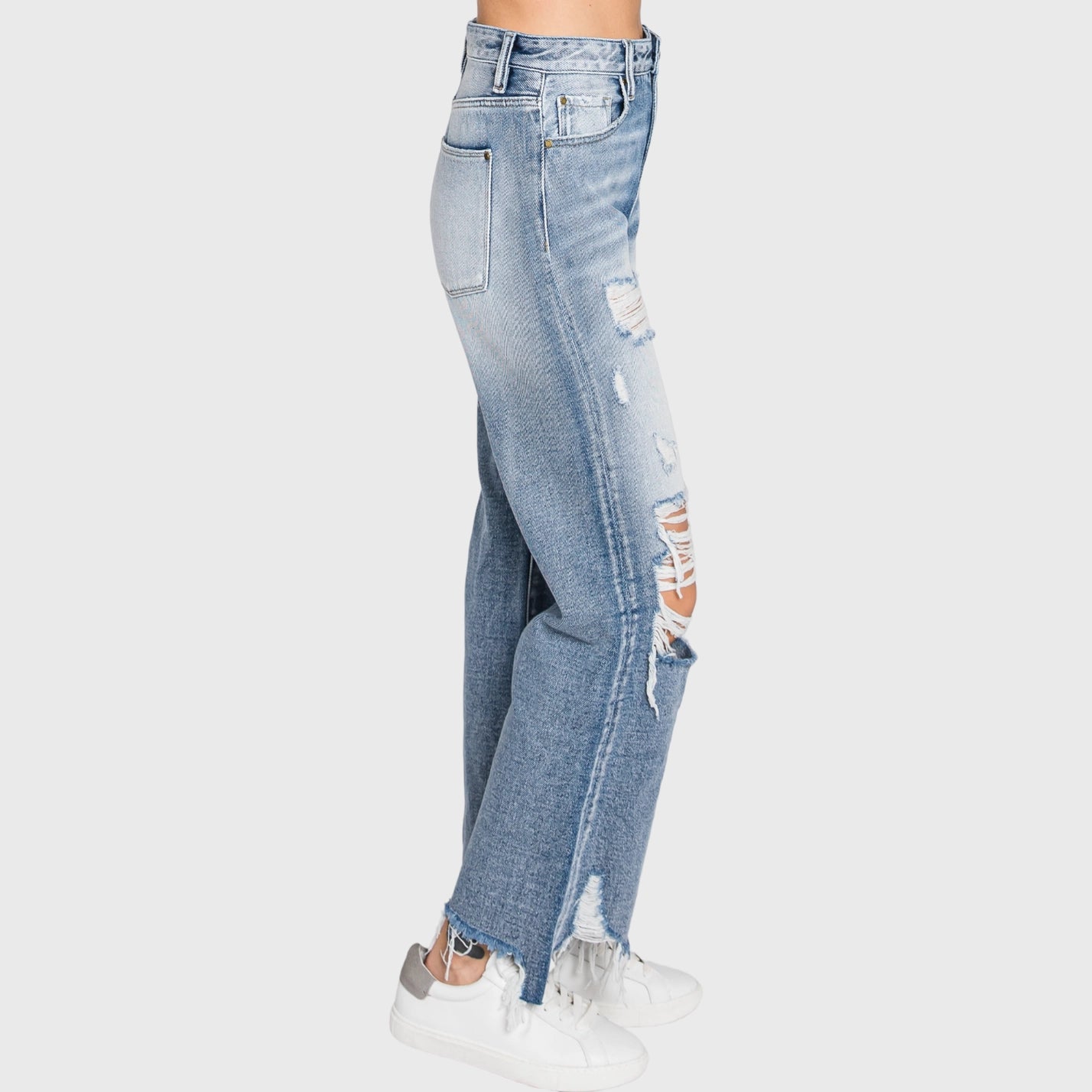 High Waisted Vintage Distressed Jeans