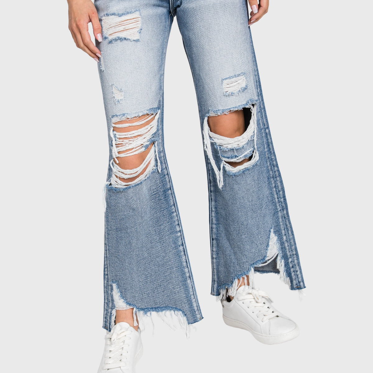 High Waisted Vintage Distressed Jeans