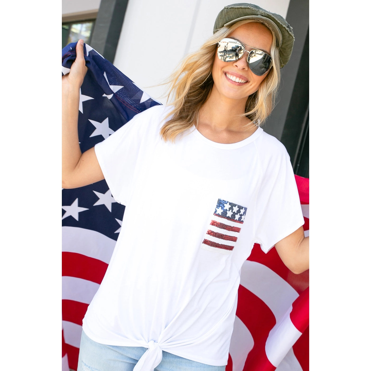 Sequins Flag T-Shirt