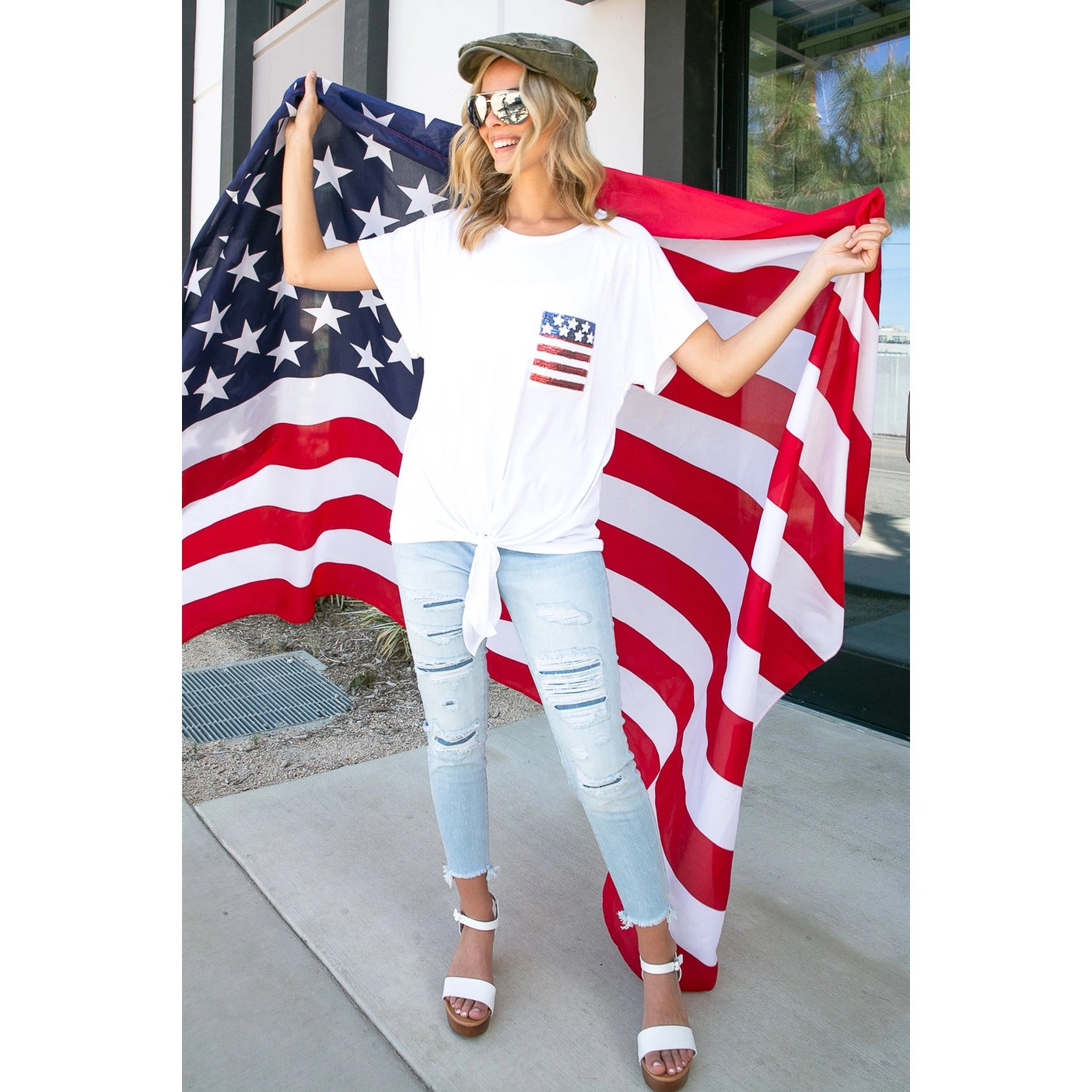 Sequins Flag T-Shirt