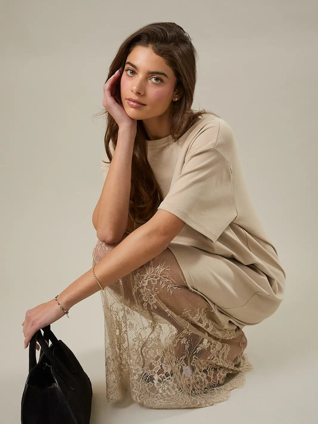 Lace T-Shirt Maxi Dress