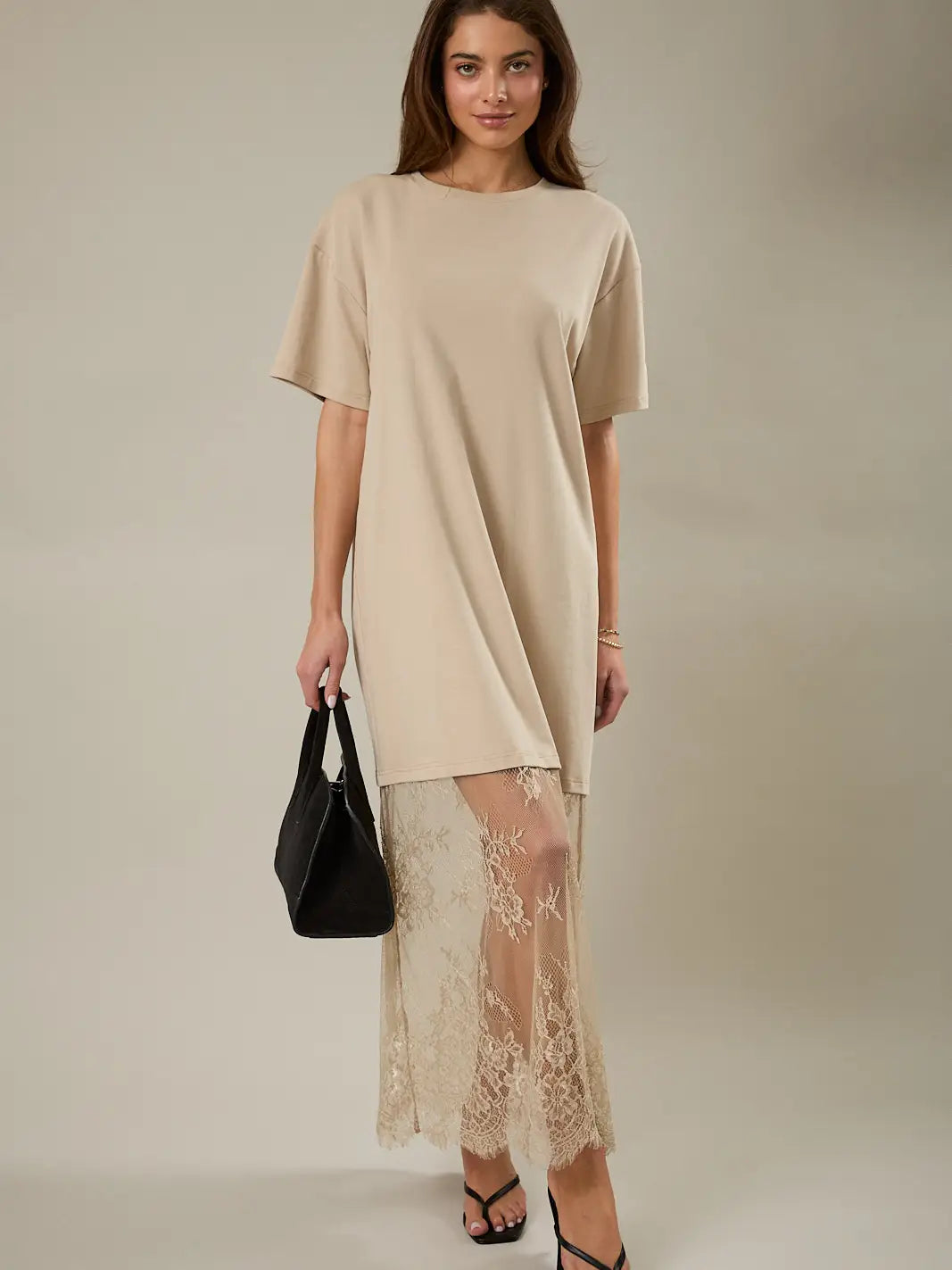 Lace T-Shirt Maxi Dress