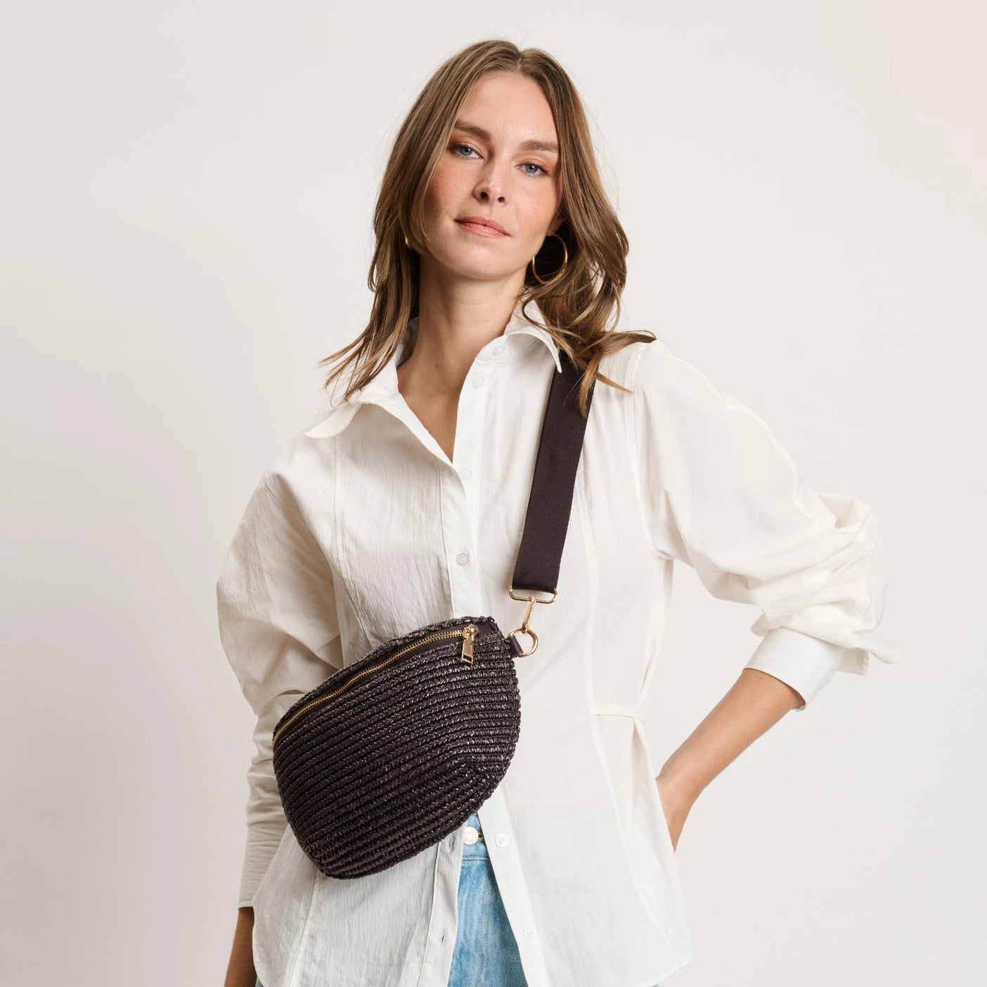 Large Woven Belt Bag