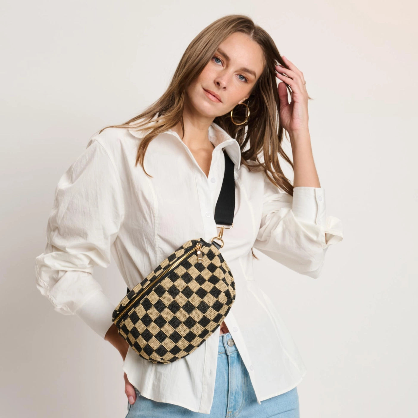 Large Checker Belt Bag