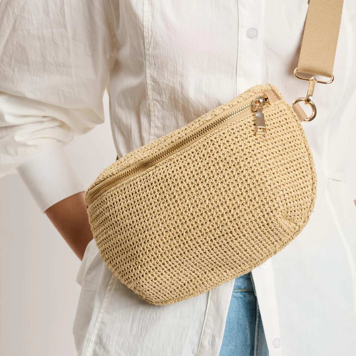 Large Woven Belt Bag