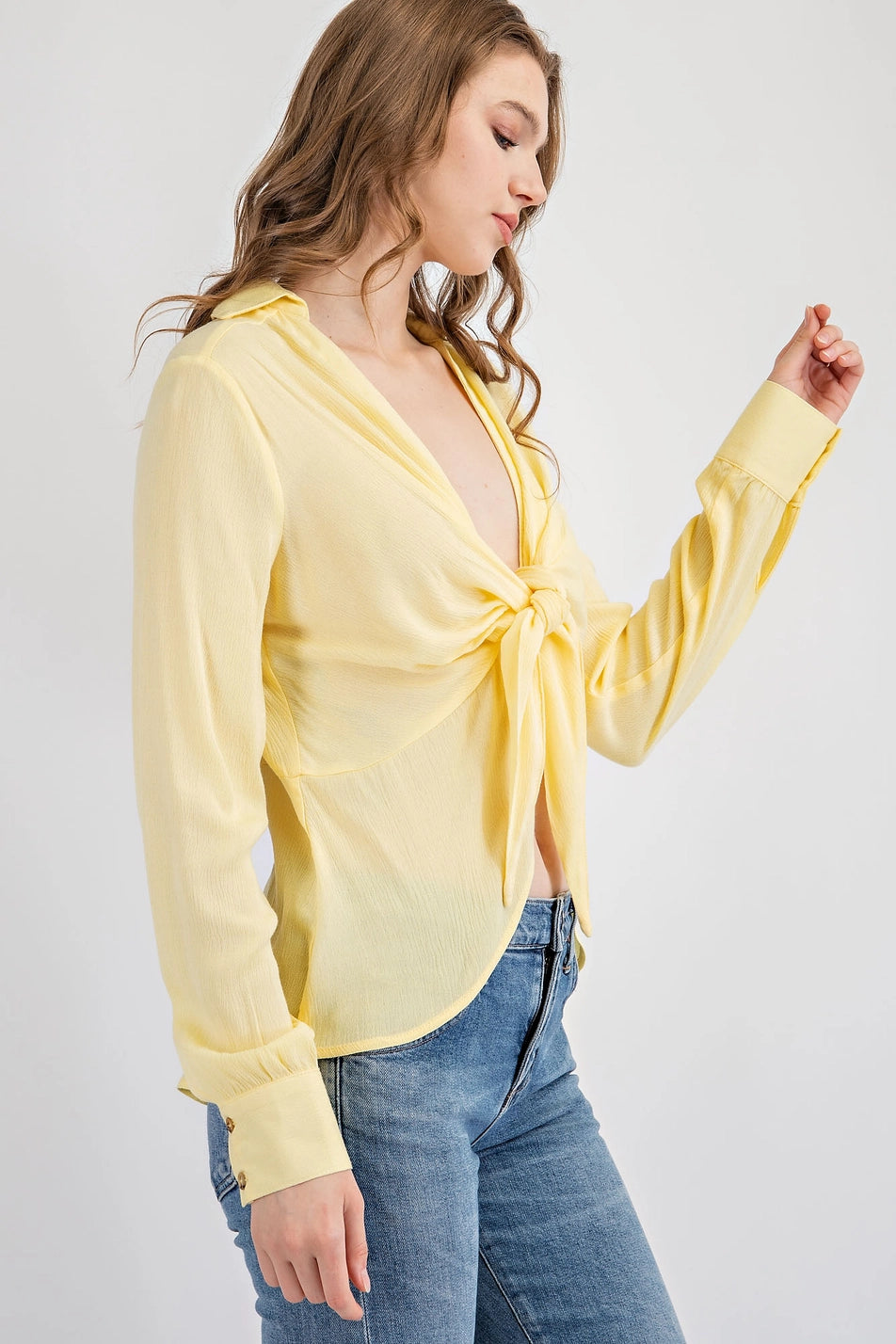 Crepe Tie Front Blouse