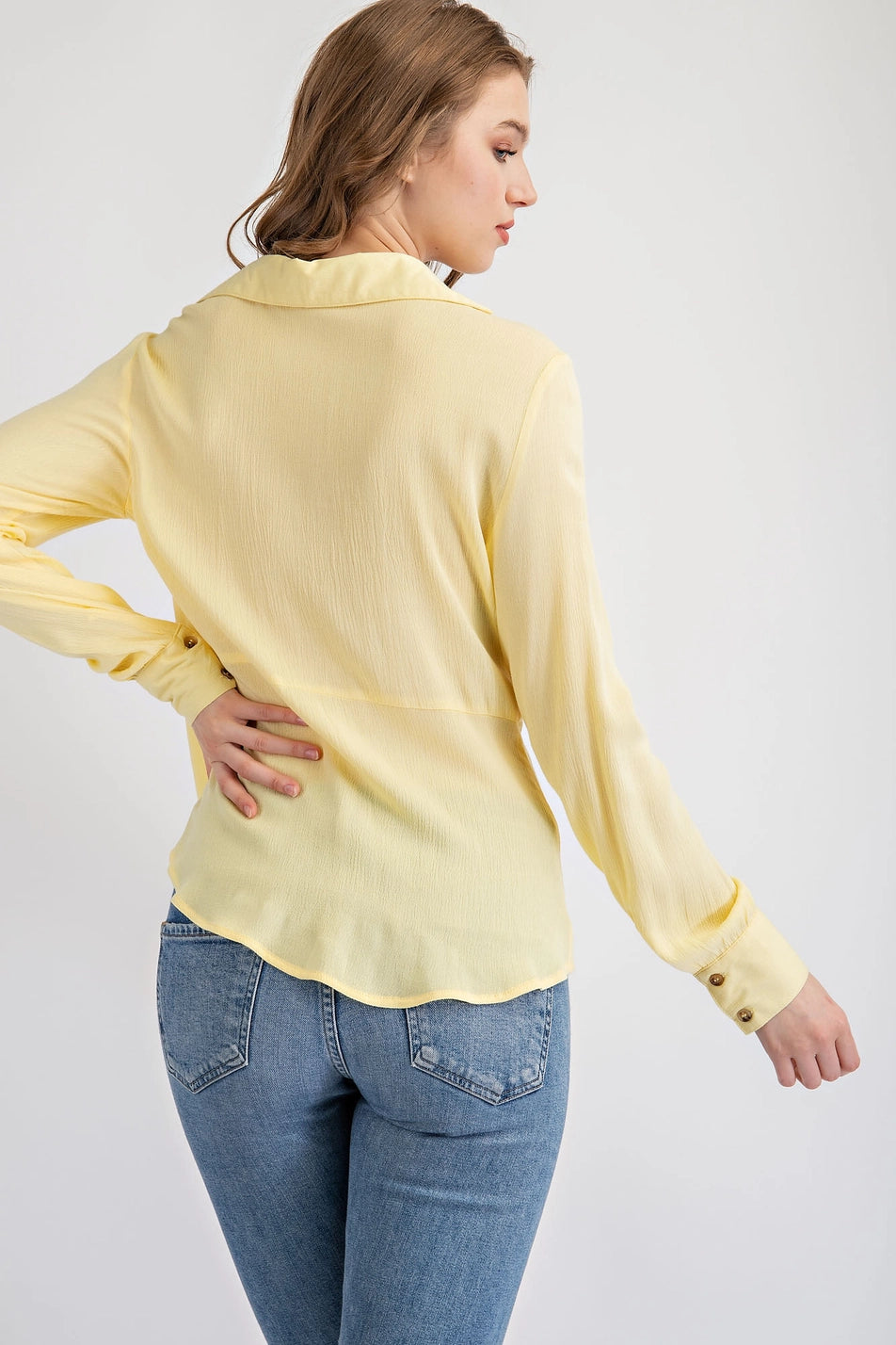 Crepe Tie Front Blouse
