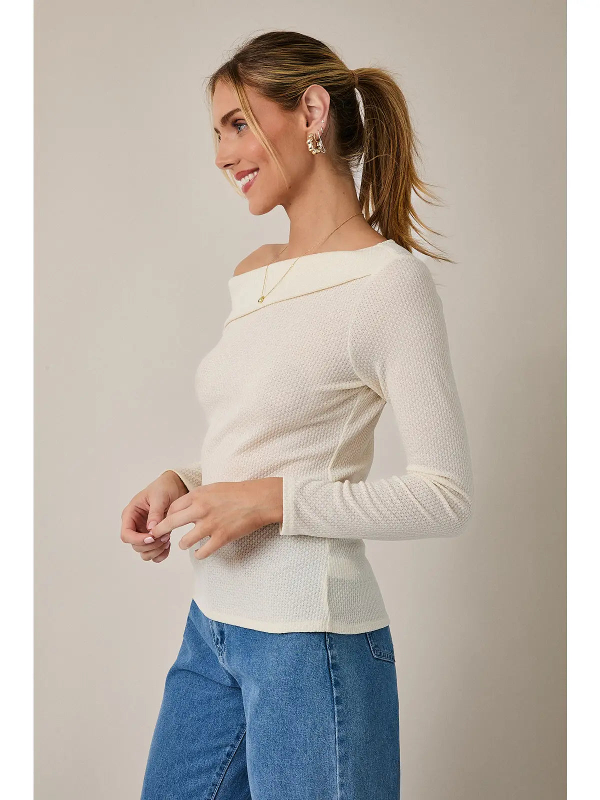 Off Shoulder Foldover Top