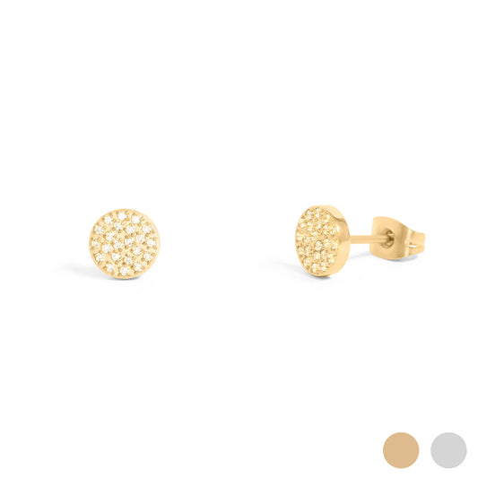 Round Pave Stones Stud Earrings
