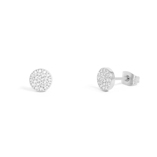 Round Pave Stones Stud Earrings