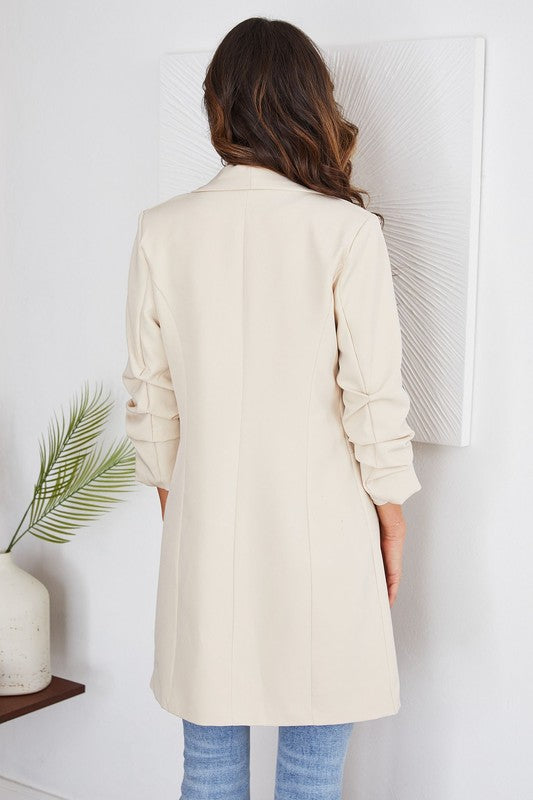 Ruched Sleeve Boyfriend Blazer