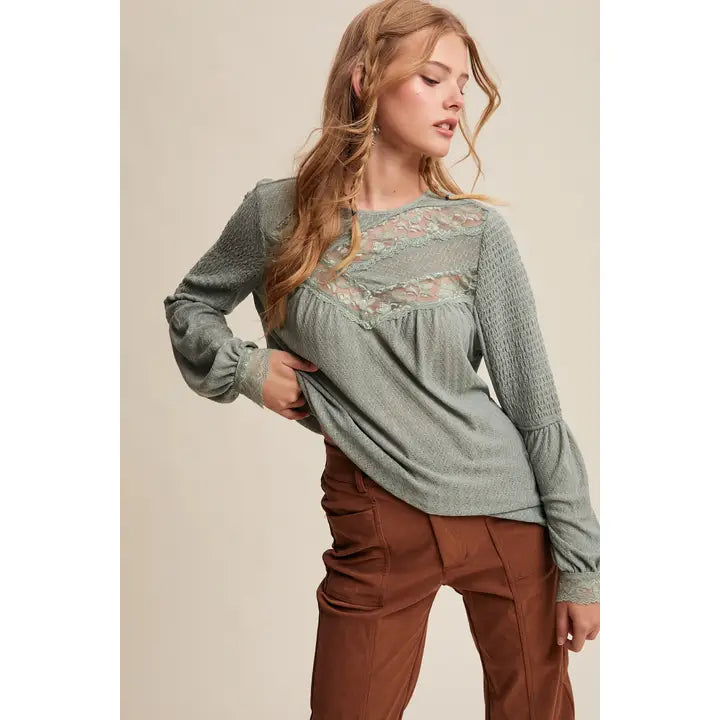 Lace Contrast Top