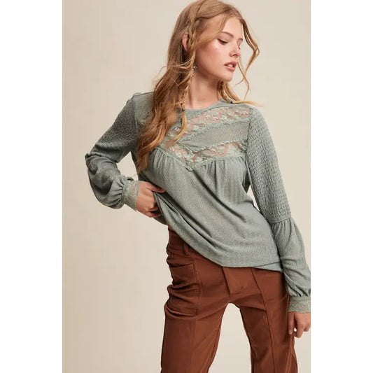 Lace Contrast Top
