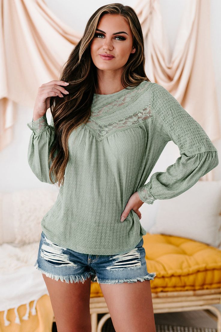 Lace Contrast Top