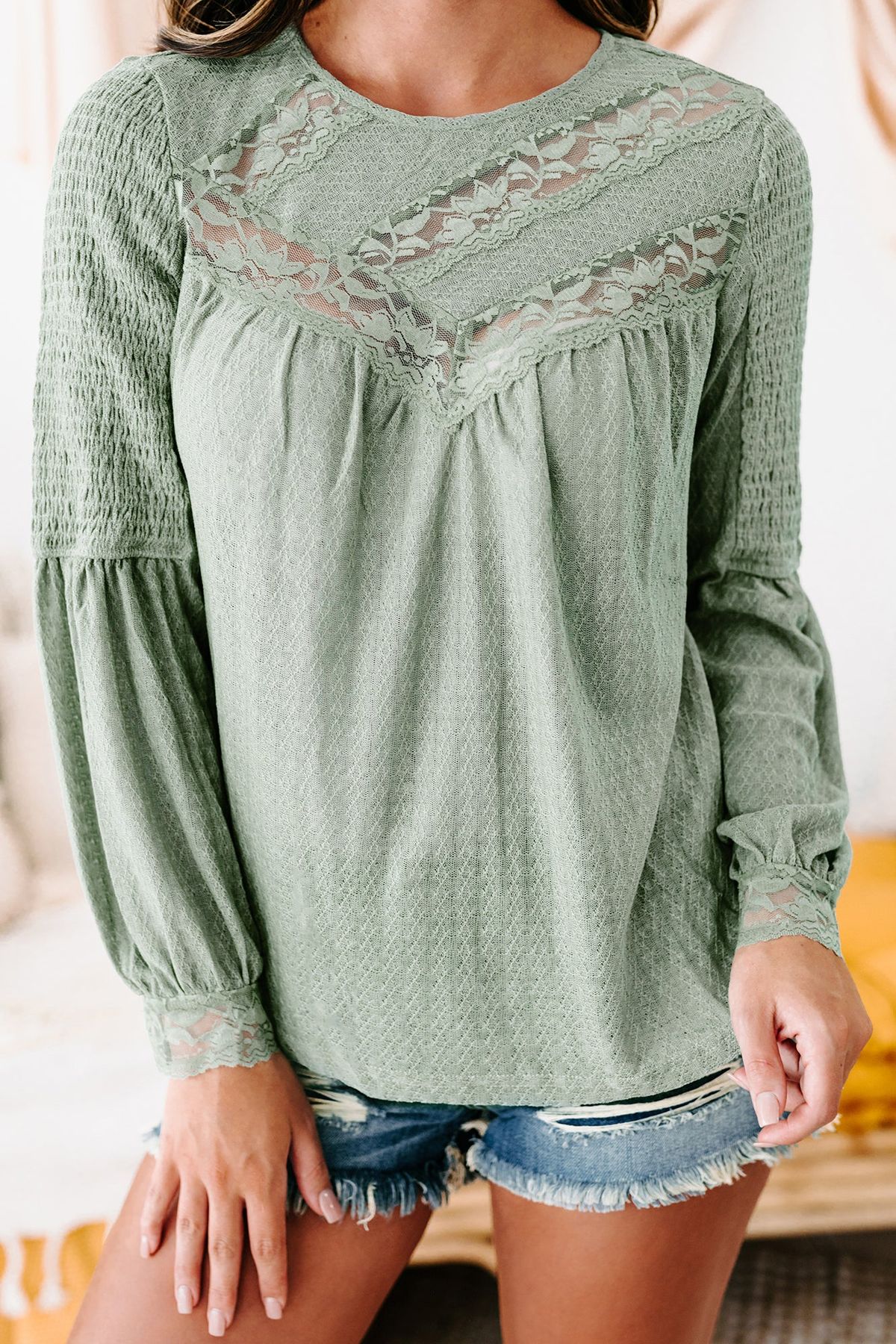 Lace Contrast Top