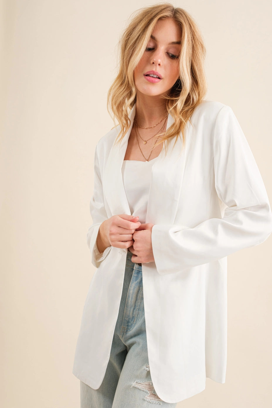 Satin Top + Blazer Set