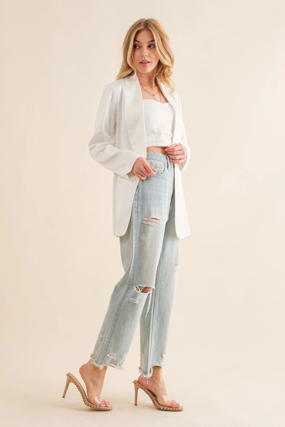 Satin Top + Blazer Set