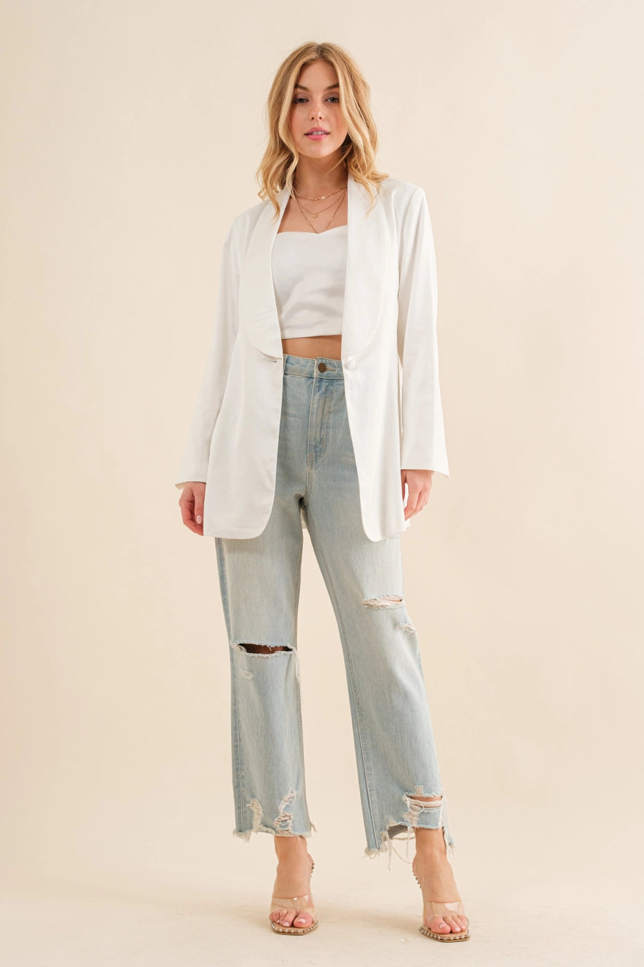 Satin Top + Blazer Set