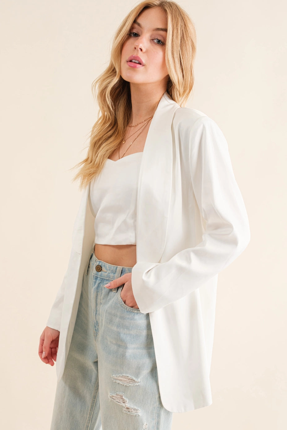 Satin Top + Blazer Set