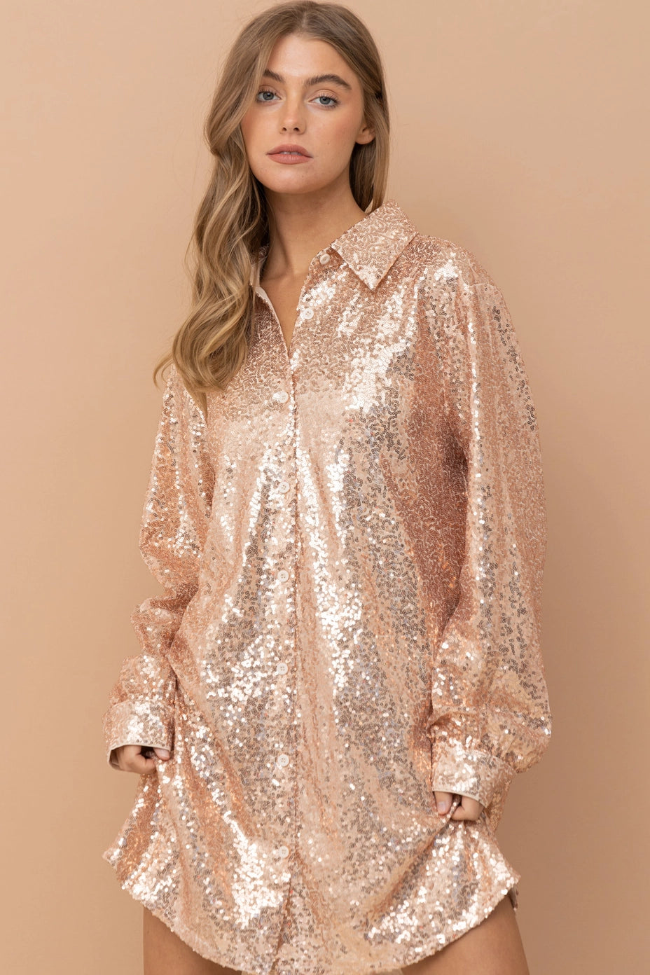 Sequin Shirt Dress