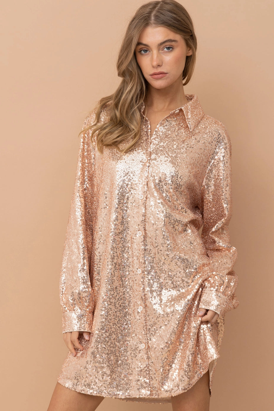 Sequin Shirt Dress